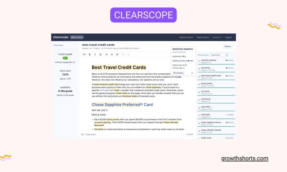 Clearscope - Growth Hacking Tools For SEO